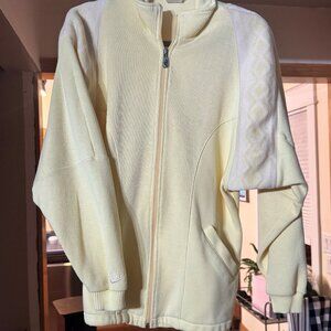 Vintage Nike full-zip track jacket in yellow fleece with white textured panels